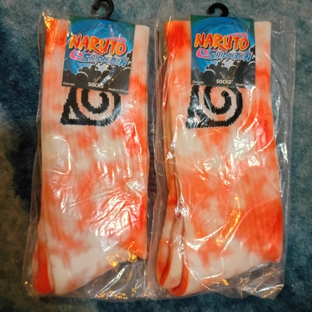Ripple Junction Naruto Shippuden Orange and White Tie Dye Crew Socks